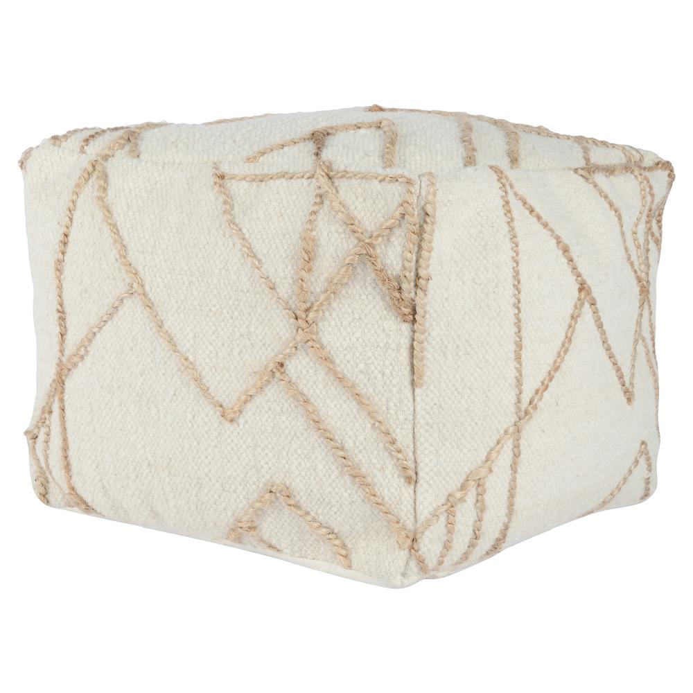 Adil 18" Wide Square Ivory Pouf by Kosas Home