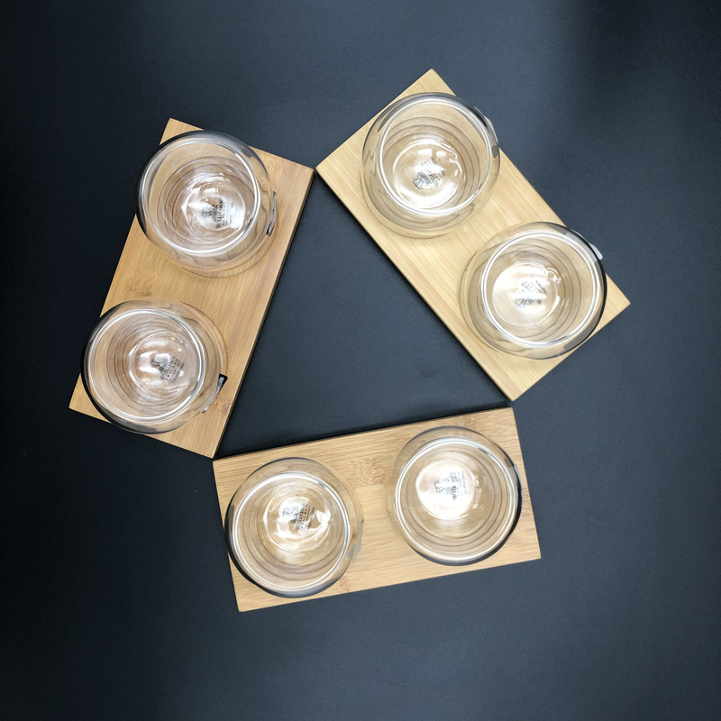 WILMAX Bamboo Double Trays (Set of 3) w/ 6 Double Walled Thermo Bowls