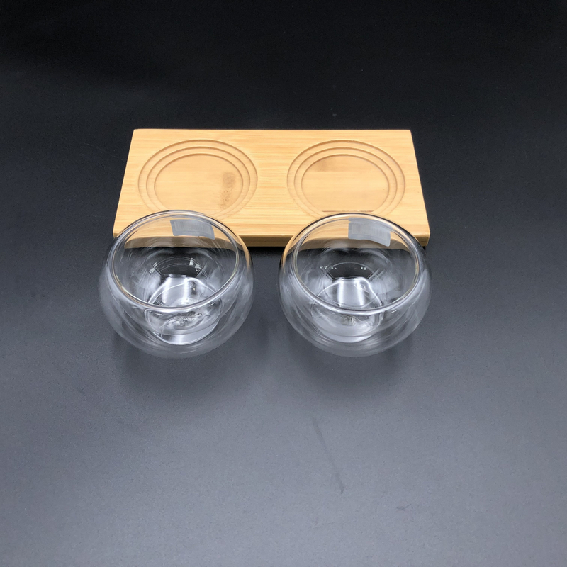 WILMAX Bamboo Double Trays (Set of 3) w/ 6 Double Walled Thermo Bowls
