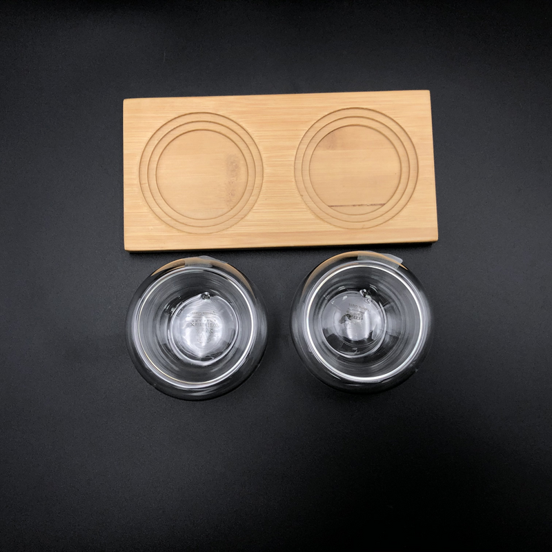 WILMAX Bamboo Double Trays (Set of 3) w/ 6 Double Walled Thermo Bowls