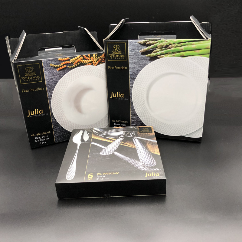 WILMAX Fine Julia Porcelain Deep Plate Dinnerware Set For 6 | Including 10" Charger Plate