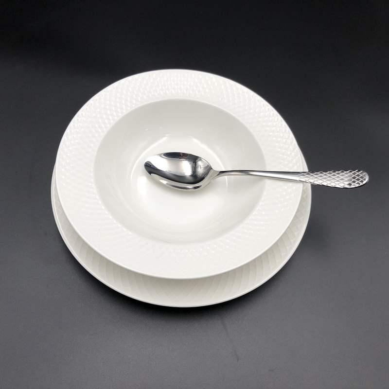 WILMAX Fine Julia Porcelain Deep Plate Dinnerware Set For 6 | Including 10" Charger Plate
