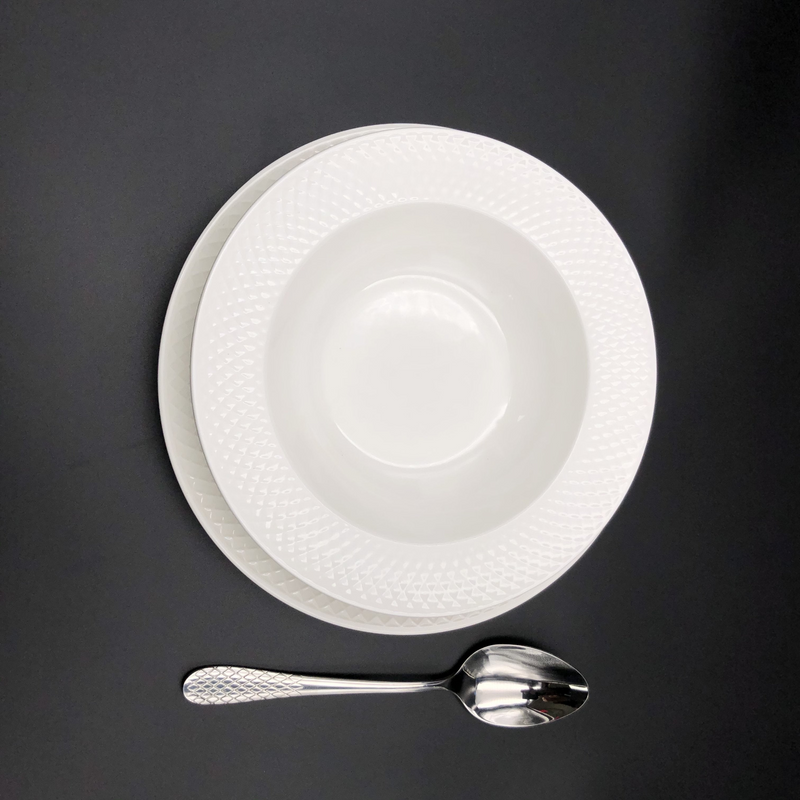 WILMAX Fine Julia Porcelain Deep Plate Dinnerware Set For 6 | Including 10" Charger Plate