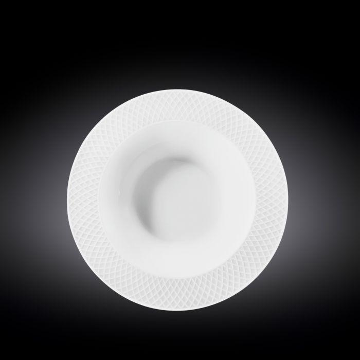White Porcelain Deep Plate With Embossed Wide Rim 9" | For soup, pasta, salad