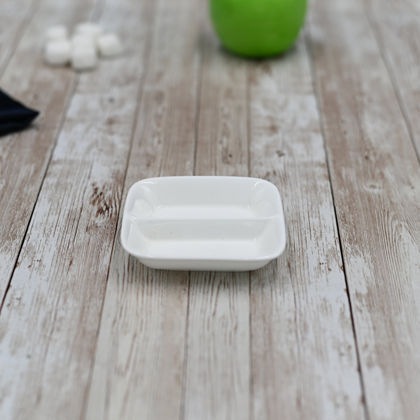 Rectangle White Soy Dish 3.25" X 3.25" |