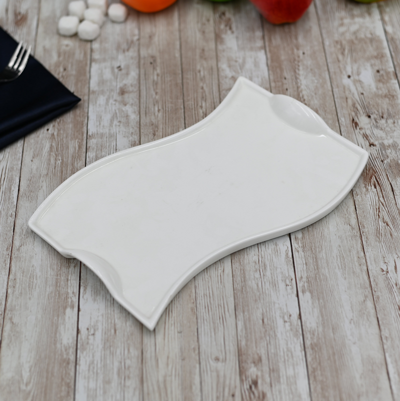 Flat Porcelain White Dish With Handles 12" | 31 Cm