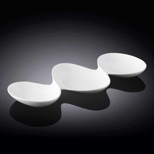 White Divided Sauce Dish 14.5" | 37 Cm