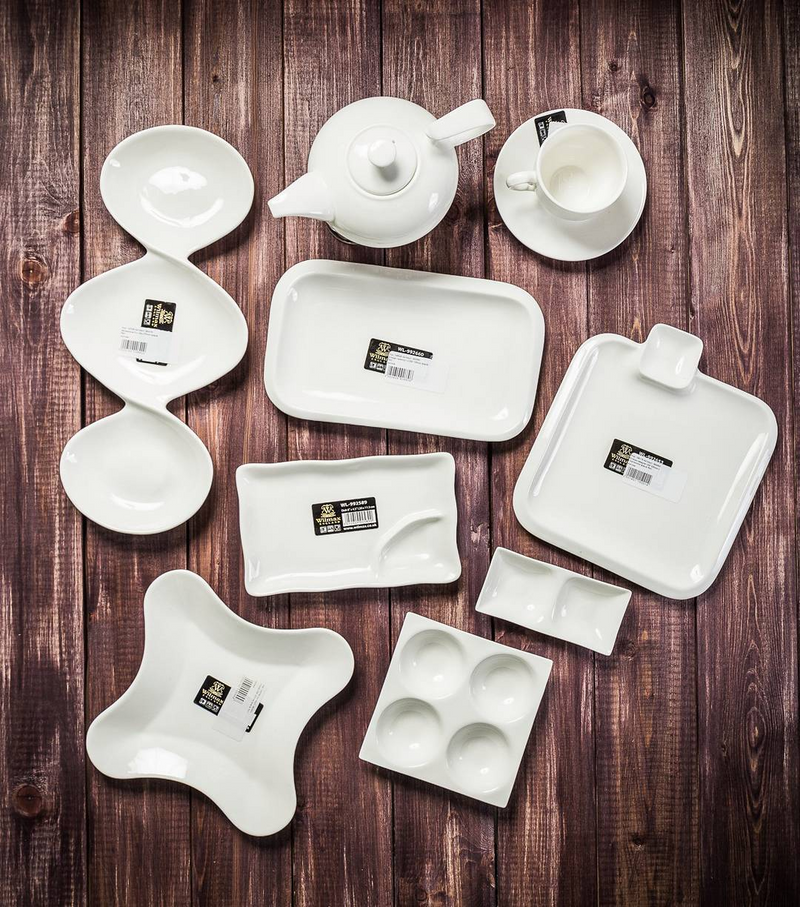 White Divided Sauce Dish 14.5" | 37 Cm