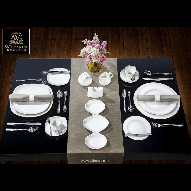 White Divided Sauce Dish 14.5" | 37 Cm