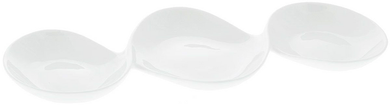 White Divided Sauce Dish 14.5" | 37 Cm