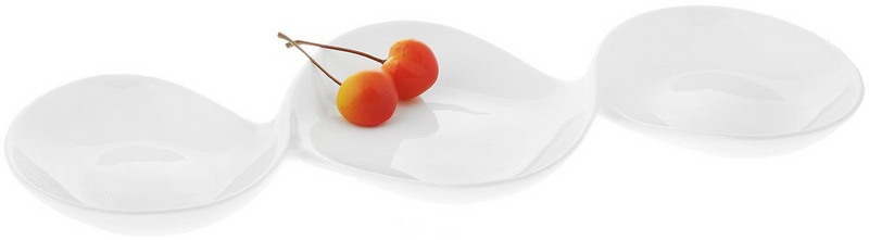 White Divided Sauce Dish 14.5" | 37 Cm