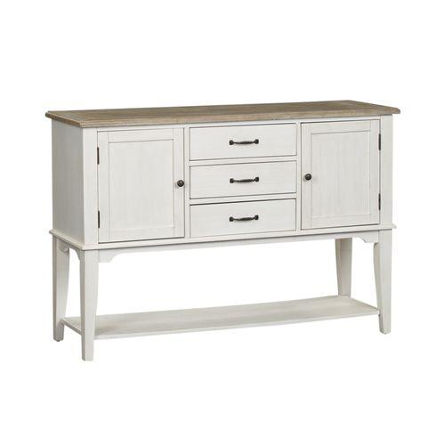 Server, Soft White Wash Finish w/ Wire Brushed Gray Tops