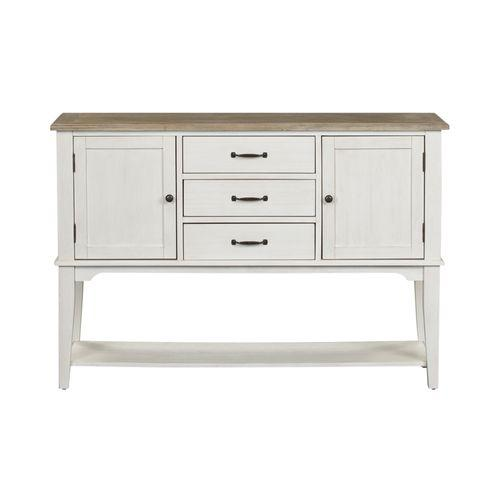Server, Soft White Wash Finish w/ Wire Brushed Gray Tops