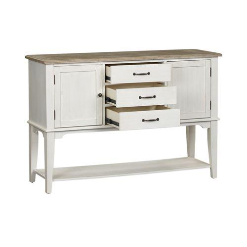 Server, Soft White Wash Finish w/ Wire Brushed Gray Tops