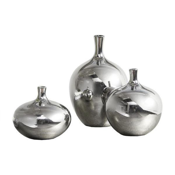 ANSEN TRIO BRONZE CERAMIC VASES