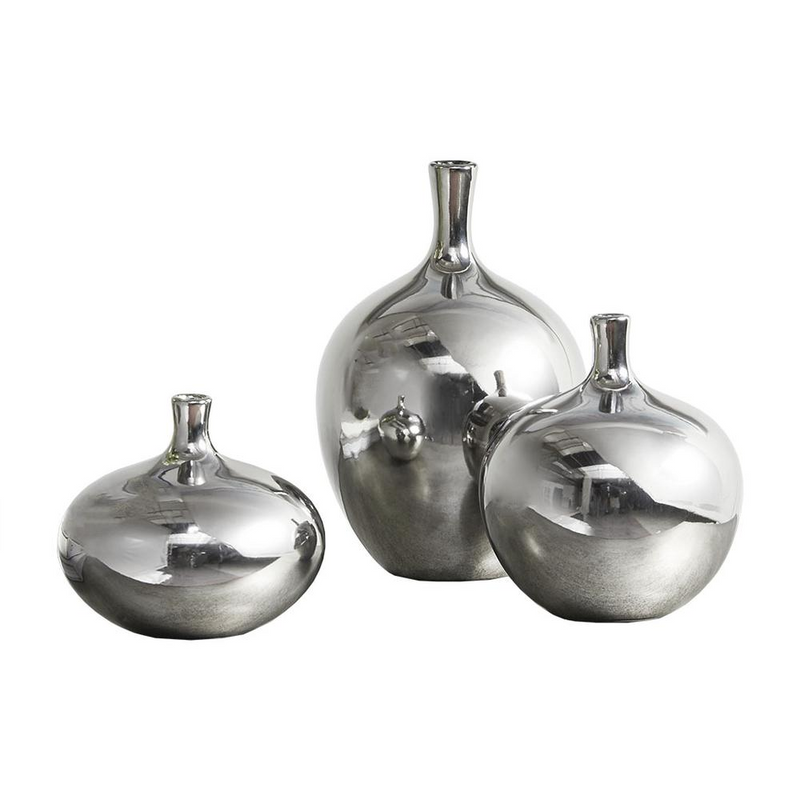 ANSEN TRIO BRONZE CERAMIC VASES