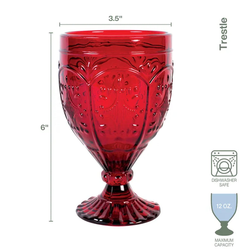 Trestle Glassware Ornate Goblets, Red