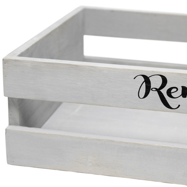 Elegant Designs Three Piece Decorative Wood Bathroom Set, Small, Inspirational  (1 Towel Holder, 1 Frame, 1 Toilet Paper Holder) Gray Wash