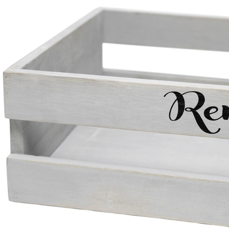 Elegant Designs Three Piece Decorative Wood Bathroom Set, Small, Inspirational  (1 Towel Holder, 1 Frame, 1 Toilet Paper Holder) Gray Wash