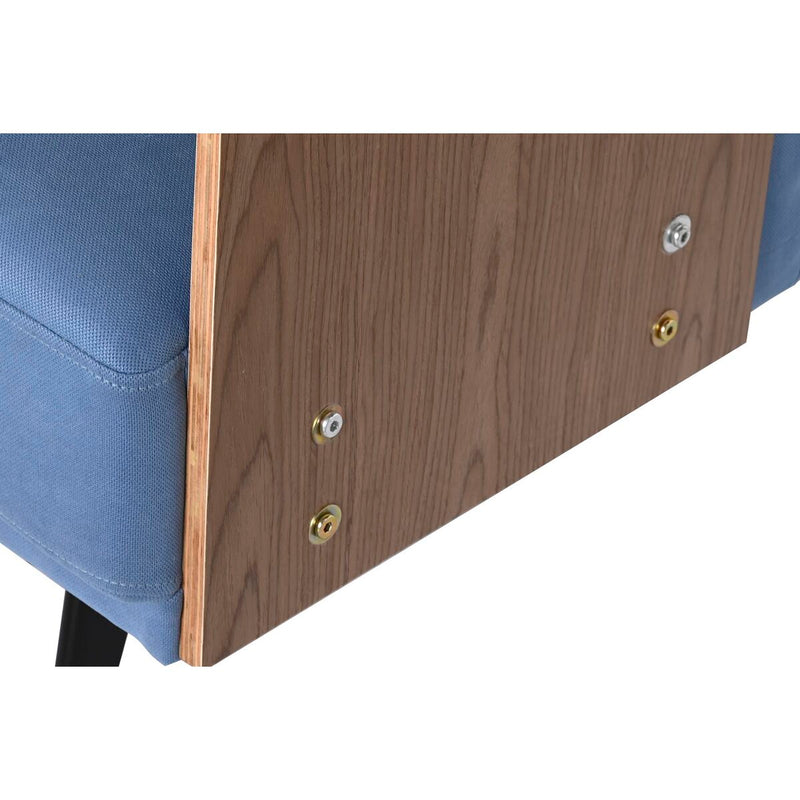 Sofa-lova DKD Home Decor Juoda Mėlyna Metalinis Ruda Poliesteris Eukalipto mediena (203 x 87 x 81 cm)-2