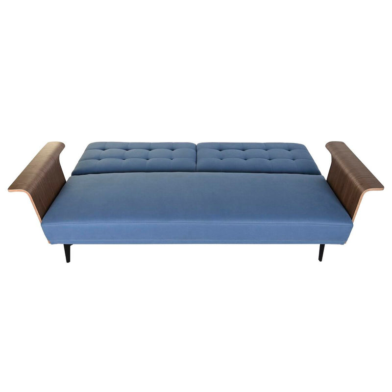 Sofa-lova DKD Home Decor Juoda Mėlyna Metalinis Ruda Poliesteris Eukalipto mediena (203 x 87 x 81 cm)-4