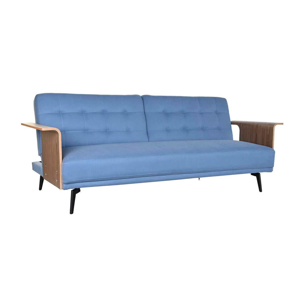 Sofa-lova DKD Home Decor Juoda Mėlyna Metalinis Ruda Poliesteris Eukalipto mediena (203 x 87 x 81 cm)-0