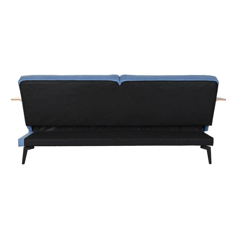 Sofa-lova DKD Home Decor Juoda Mėlyna Metalinis Ruda Poliesteris Eukalipto mediena (203 x 87 x 81 cm)-3