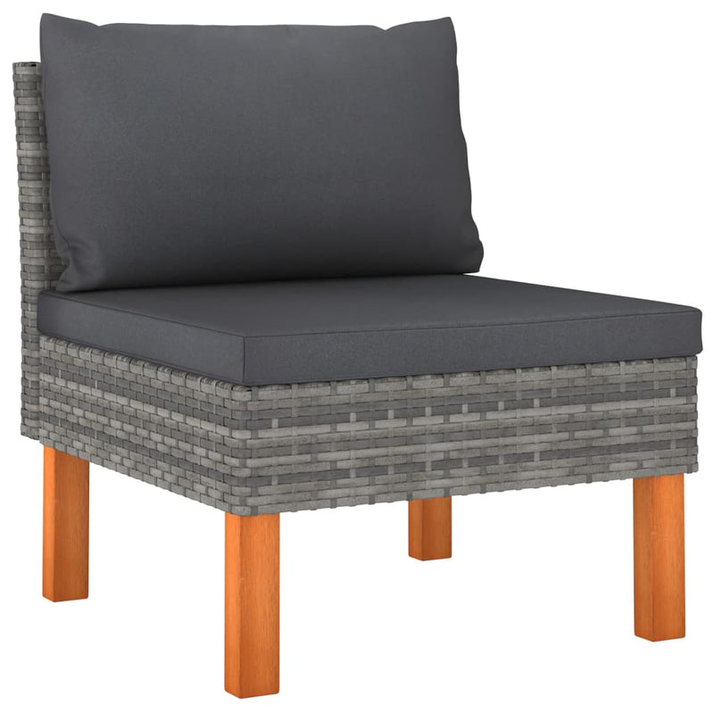 vidaXL 3 Piece Patio Lounge Set Poly Rattan and Solid Eucalyptus Wood-2