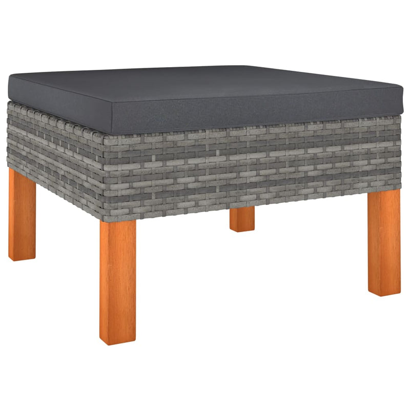 vidaXL 3 Piece Patio Lounge Set Poly Rattan and Solid Eucalyptus Wood-6