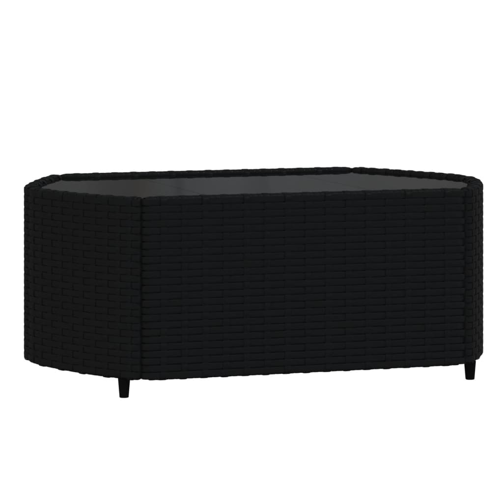 vidaXL 3 Piece Patio Lounge Set with Cushions Black Poly Rattan-5