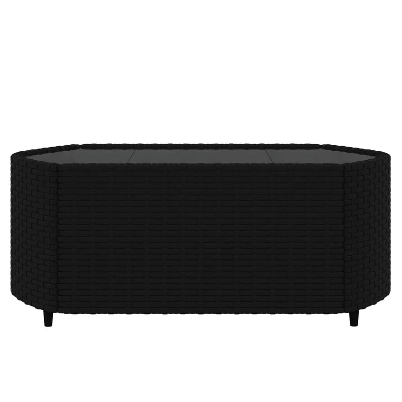 vidaXL 3 Piece Patio Lounge Set with Cushions Black Poly Rattan-6