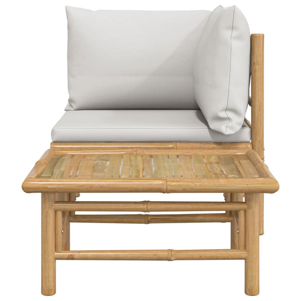 vidaXL 2 Piece Patio Lounge Set with Light Gray Cushions Bamboo-1