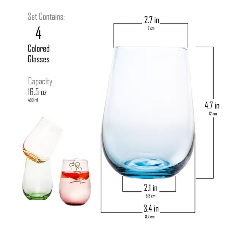 4 - Piece 16.74Oz. Glass All Purpose Wine Glass Glassware Set