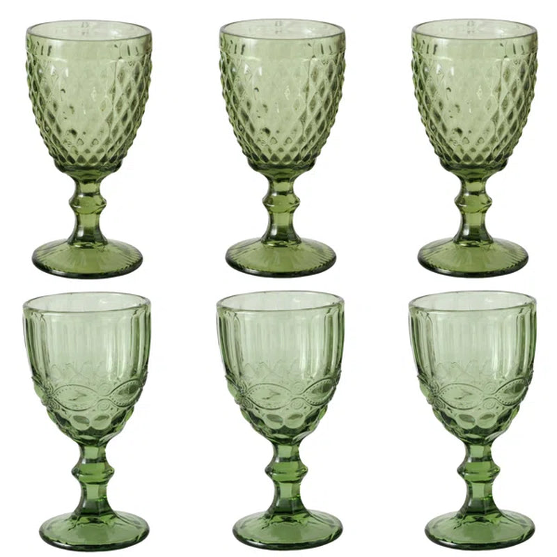 6 - Piece 10Oz. Glass Goblet Glassware Set