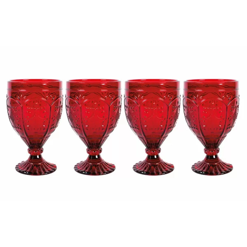 Trestle Glassware Ornate Goblets, Red