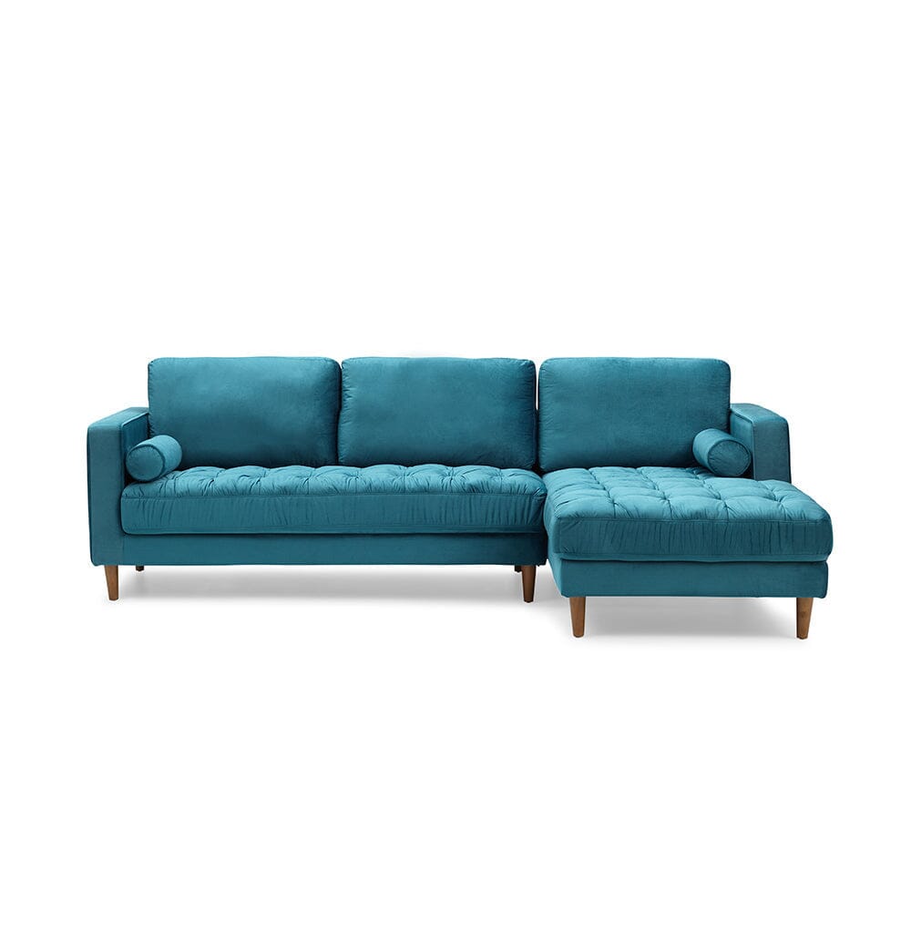 Bente Tufted Velvet Sectional Sofa - Light Blue-1