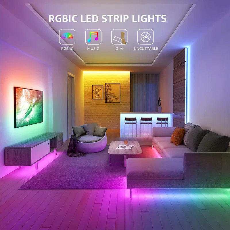 32FT Smart RGB Strip Lights Music-Synced, App Remote Control