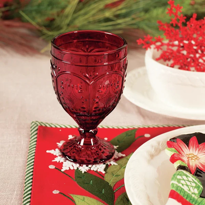 Trestle Glassware Ornate Goblets, Red